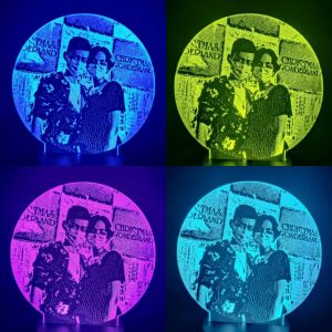 Colour variations of premium circular lamp - elegant customised gifts