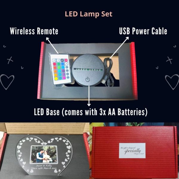 Packaging of personalised LED heart-shaped lamp - stylish customised gift packaging